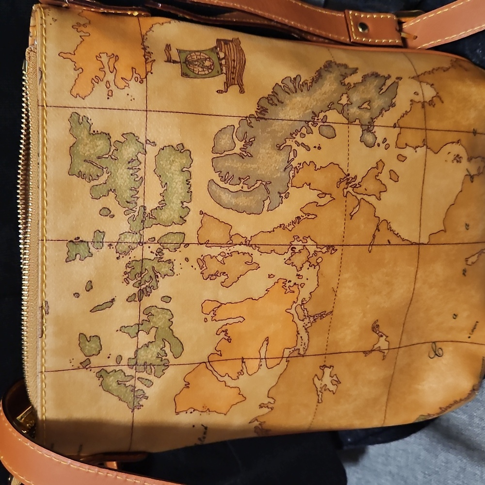 Alviero Martini Tan Map Crossbody Bag - Picture 7 of 10